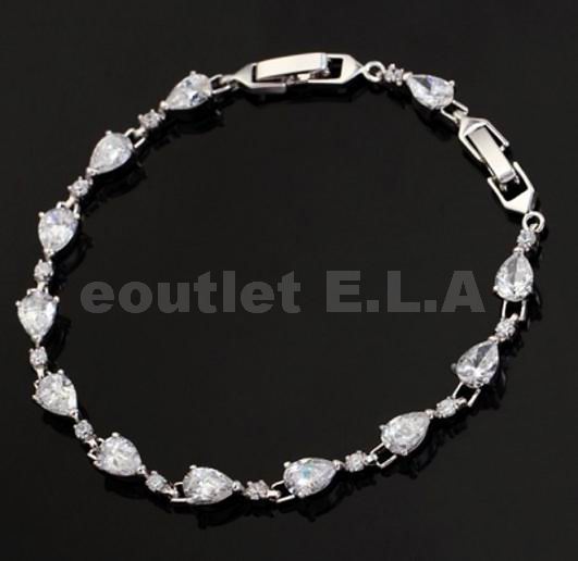 7MM WIDE PEAR CZ TENNIS BRACELET 17.5-21cm